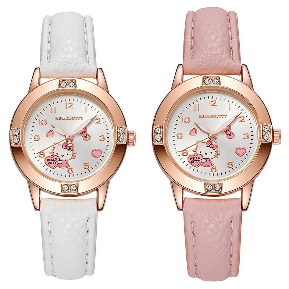 NEW 1 Sanrio Hello Kitty Rose Gold & Diamond Quartz Watch (Pink or White Strap)